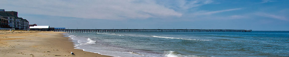 Area in Chesapeake Bay where Lynnhaven Fishing pier was being demolished. This is a full view, before demolition from the water.