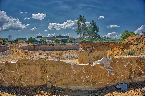 Lee Hall Water Treatment Plant reservior deconstruction