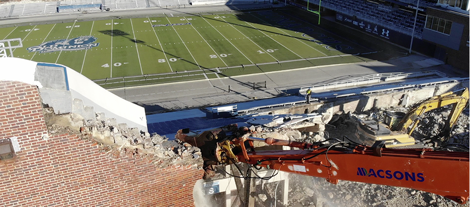 Macsons demolishes Foreman Field Stadium at Old Dominion University, (ODU).