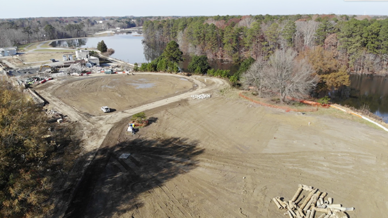 Alt view of graded area taken by drone at Lee Hall WTP